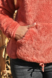 Carve Fuzzy Cowl Neck Red Clay