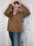 ZSupply Brown Knit V-neck Sweater