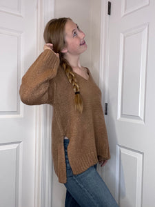 ZSupply Brown Knit V-neck Sweater